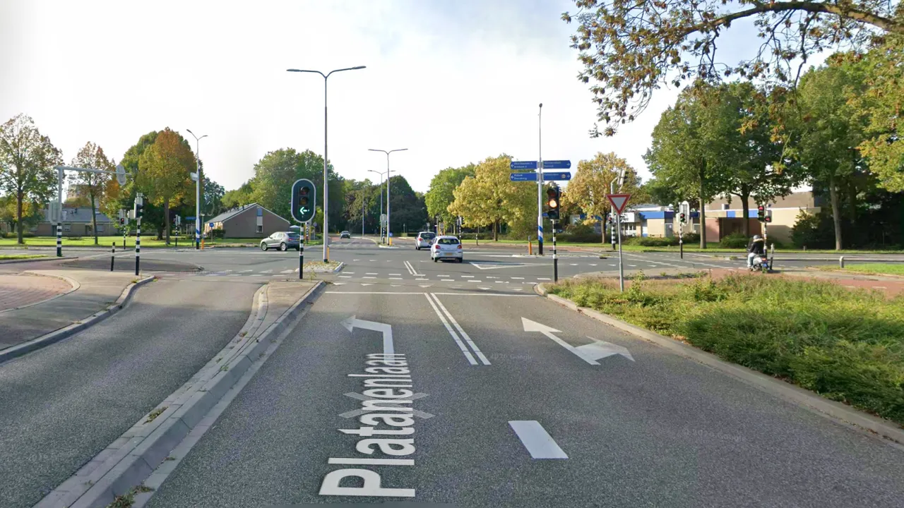 Verkeerslichten kruising Ringbaan-Noord en Platanenlaan buiten werking